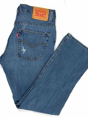Levi’s 511 Distressed Slim Straight Jeans 28x28 Medium Wash Casual Preppy Logo